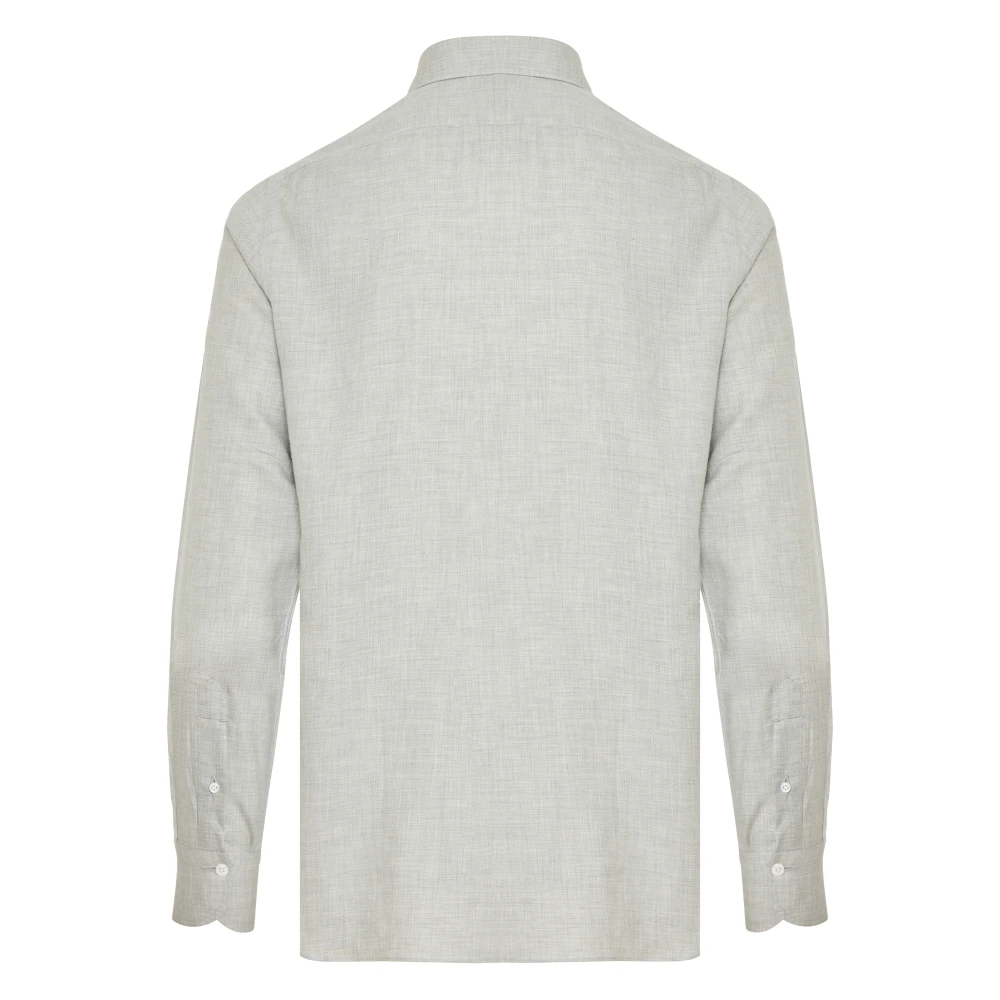 Finamore Luxe Katoen Kasjmier Shirt Made in Italy Gray Heren