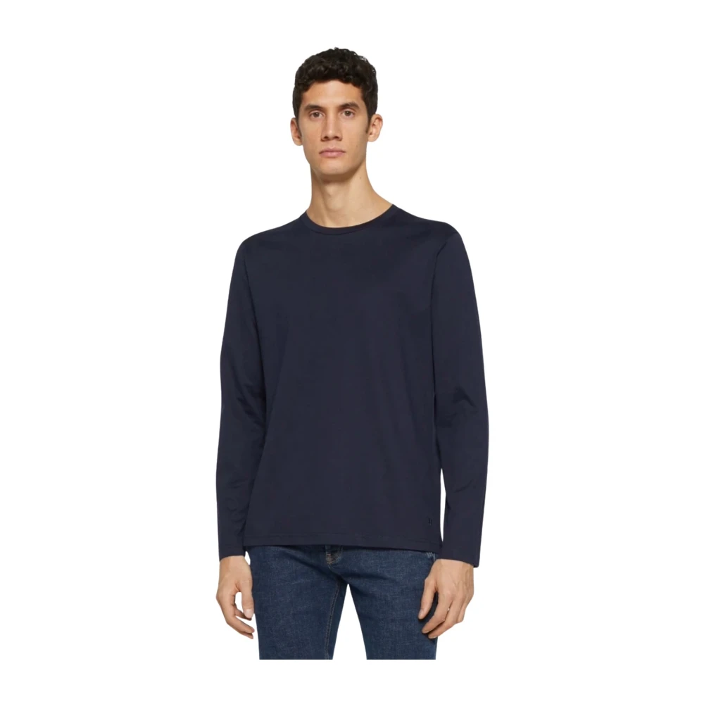Dondup Katoenen jersey longsleeve t-shirt Blue Heren