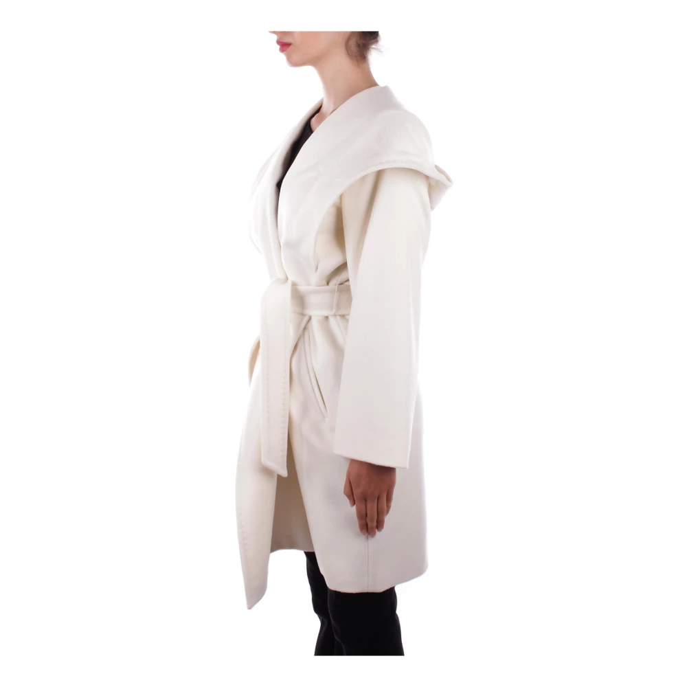 Max Mara Wollen jas met capuchon en zakken White Dames