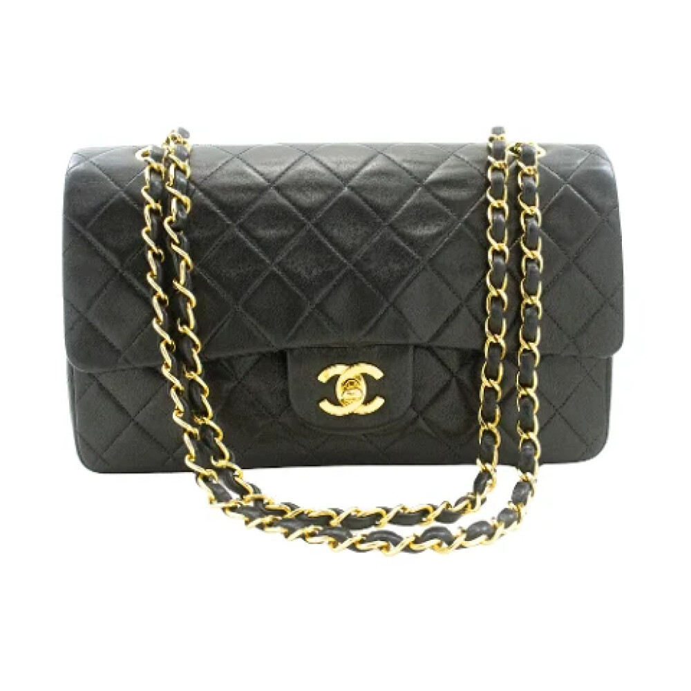CHANEL 手袋　レザー ネイビー CHANEL 1995年製 シルクサテンCCターンロックハンドバッグ