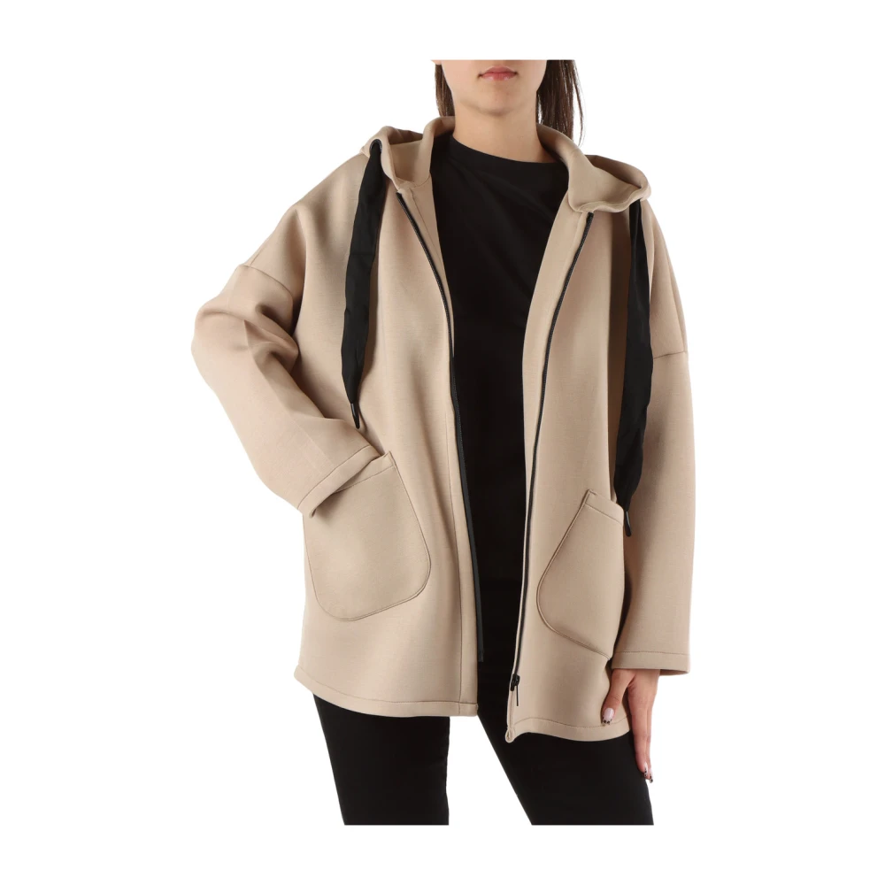 Rino&Pelle Scuba Sweatshirt Jas met Capuchon Beige Dames