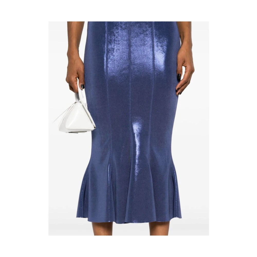 Norma Kamali Lamé Effect Korsetstijl Jurk Blue Dames