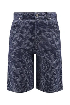 Blå Shorts med knapp och dragkedja