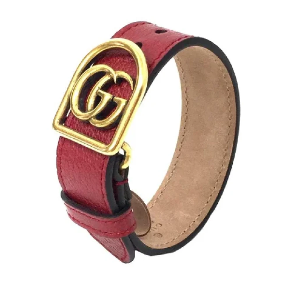 Gucci Vintage Tweedehands Rode Gucci Leren Armband Red Dames