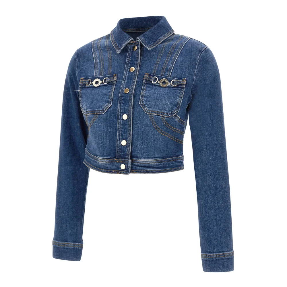 Liu Jo Denim Stretch Jack met Gouden Knopen Blue Dames