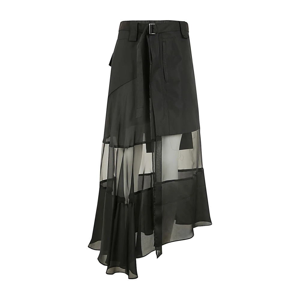 Sacai Zwarte Stof Combo Rok Black Dames