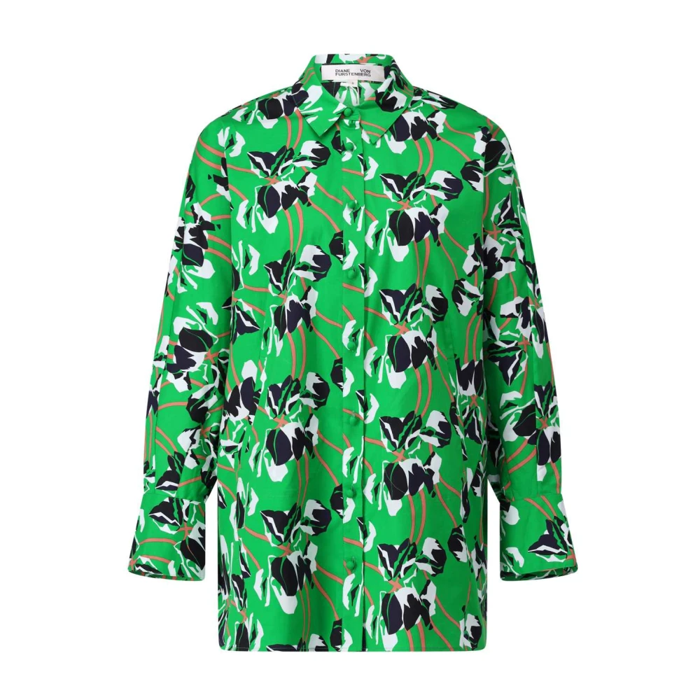 Diane Von Furstenberg Gedrukt Katoenen Overhemd met Zakken Green Dames