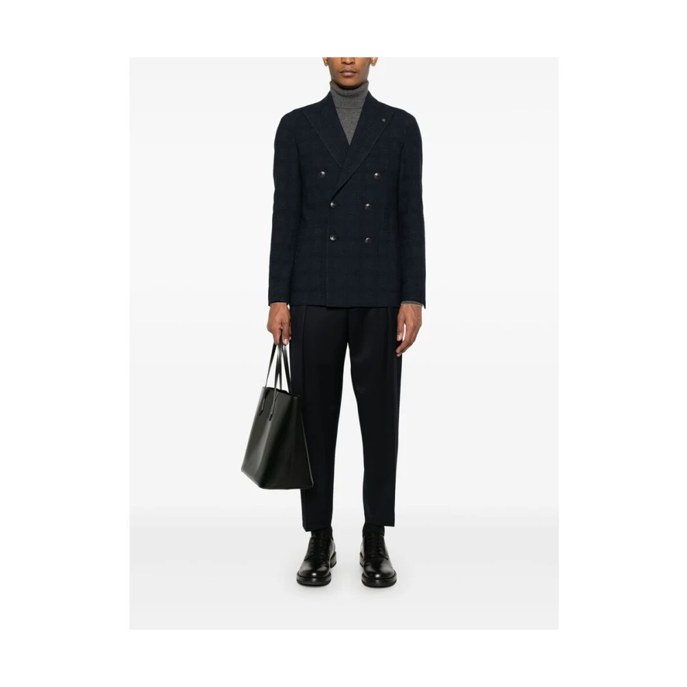 Briglia Blauwe Wolmix Tapered Leg Broek Blue Heren