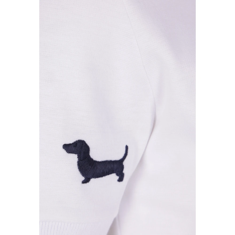 Thom Browne Witte Katoenen T-shirt met Hector Borduurwerk White Dames