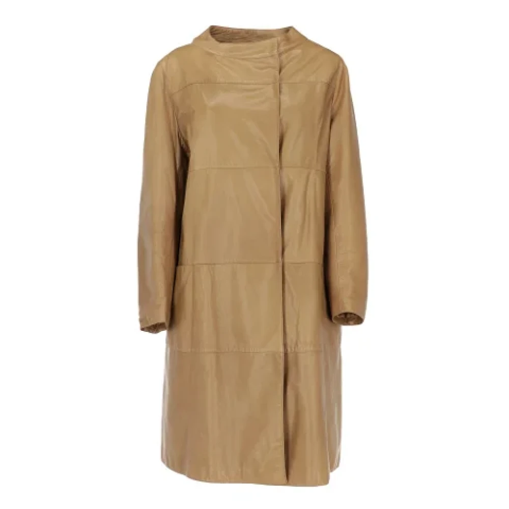 Marni Pre-owned Leather outerwear Beige Dames