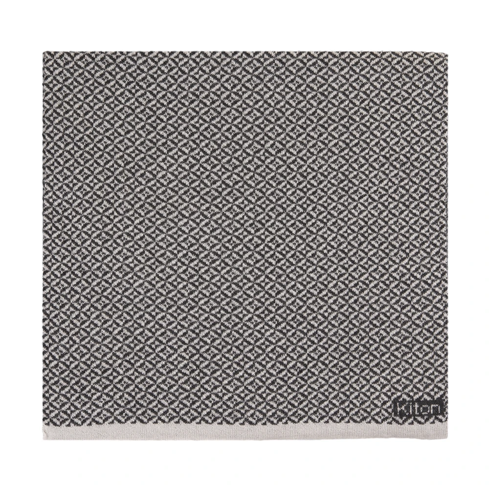 Kiton Zwart Kasjmier Sjaal met Geometrisch Patroon Black Heren