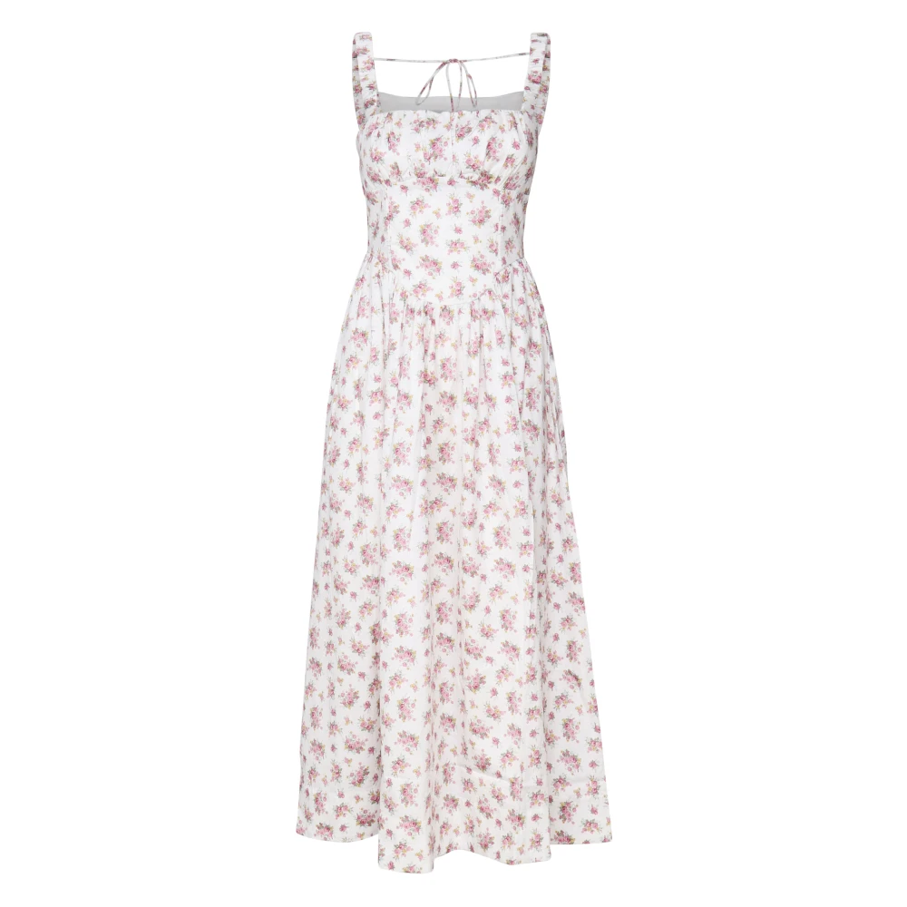 For Love & Lemons Witte en Roze Lange Maxi Jurk Multicolor Dames