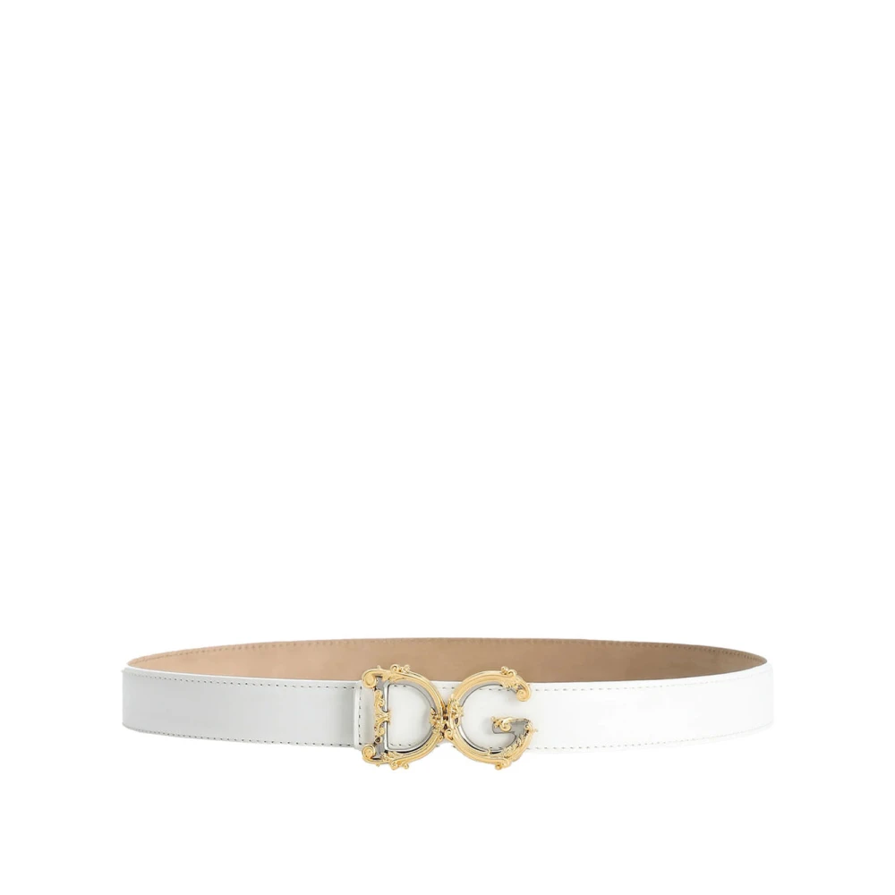 Dolce & Gabbana Vrouw Wit Kalfsleren Riem Met Logo