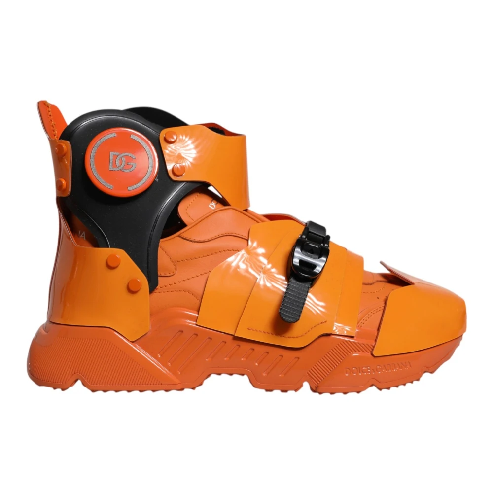 Dolce & Gabbana Men's Orange Multi Panel High Top Sneakers