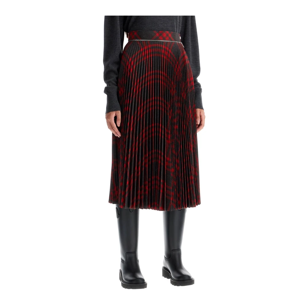 Burberry Geruite Geplooide Midi Rok Multicolor Dames