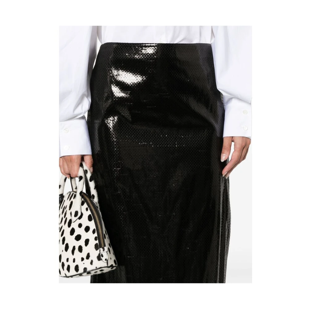 alexander mcqueen Zwarte Zijde Blend Gevlochten Rok Black Dames