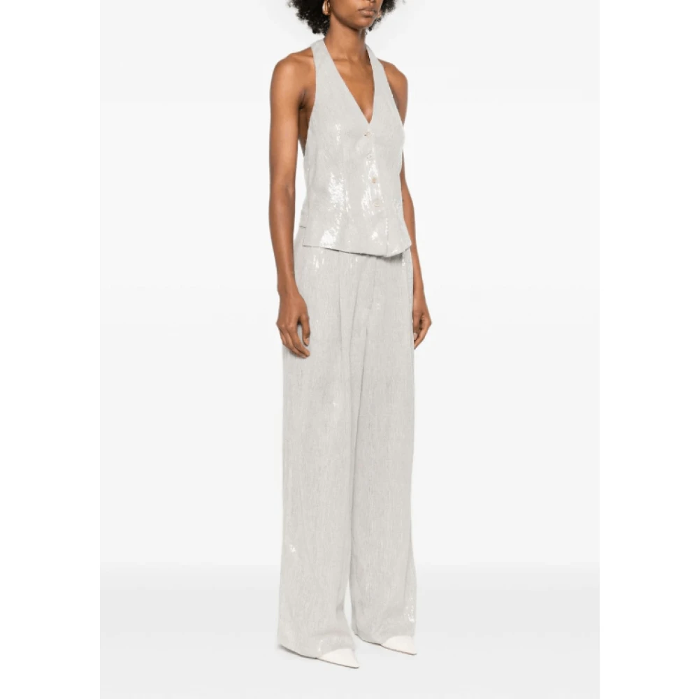 BRUNELLO CUCINELLI Paillet Halternek Jumpsuit Beige Dames