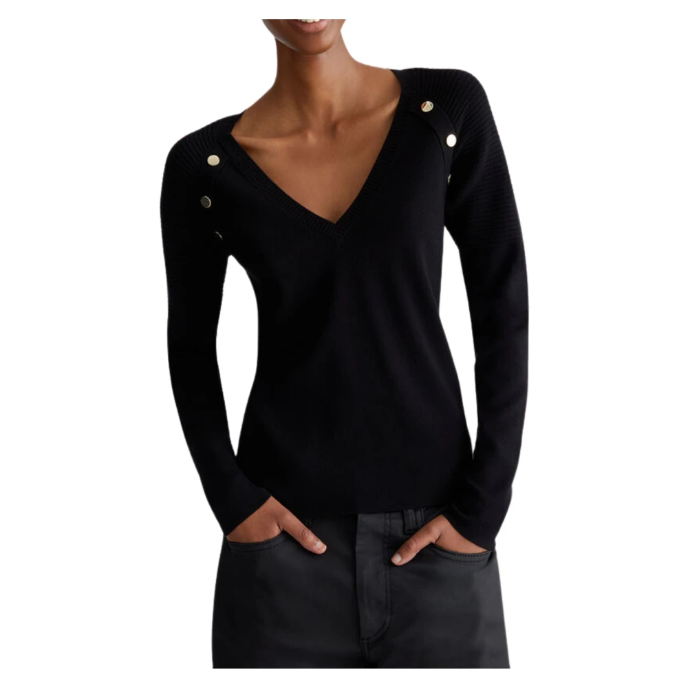 Liu Jo Zwarte Trui met Metalen Knopen Black Dames