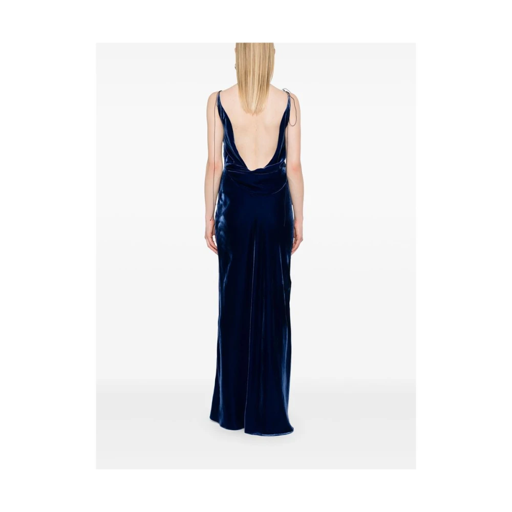 Anna October Ocean Blue Jurk met Open Rug Blue Dames
