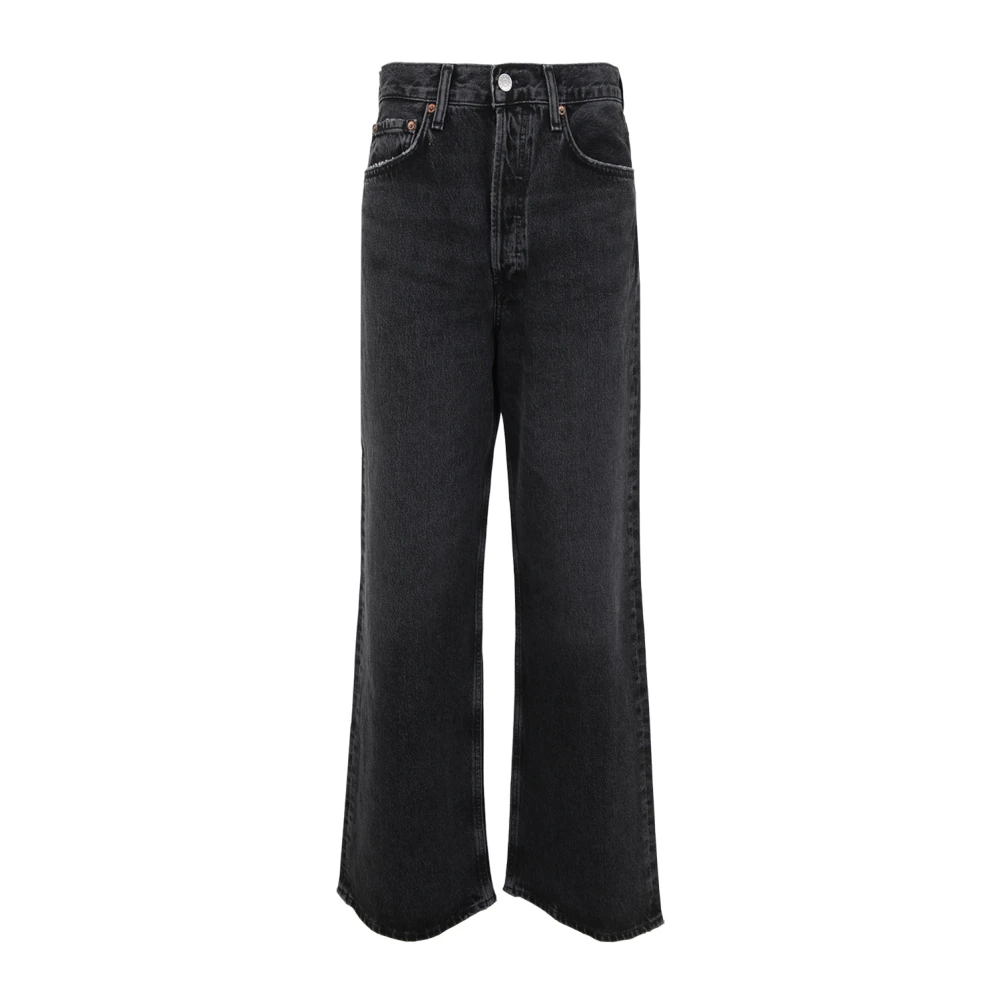 Agolde Black Wide Jeans, Female, W30, Low Slung Baggy Jeans