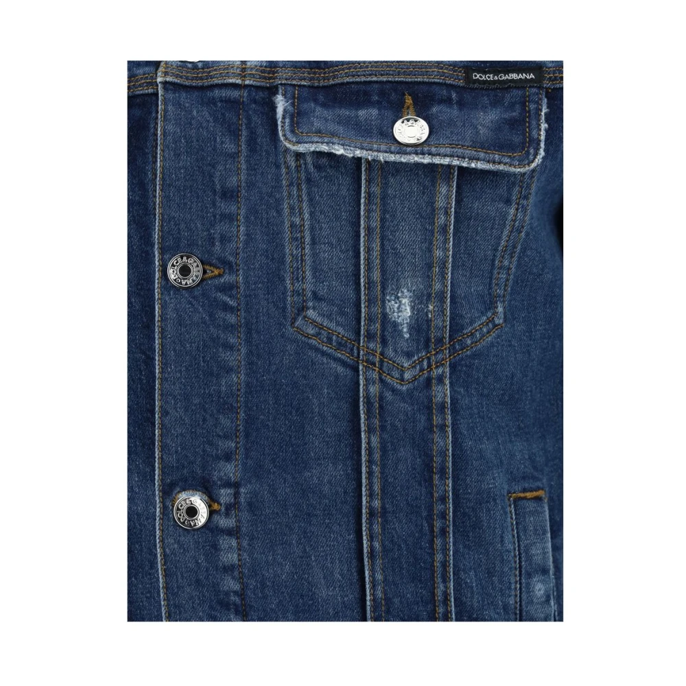 Dolce & Gabbana Denimjack met Vintage-Worn Design Blue Heren