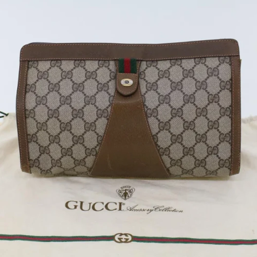 Gucci Vintage Pre-owned Canvas clutches Beige Dames