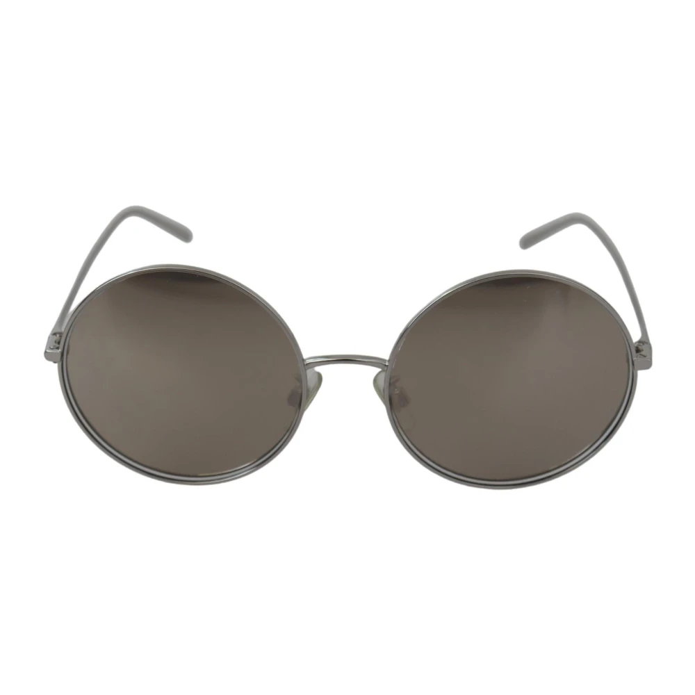 Dolce & Gabbana Silverpläterade Runda Grå Linser Kvinnor Solglasögon Gray, Dam