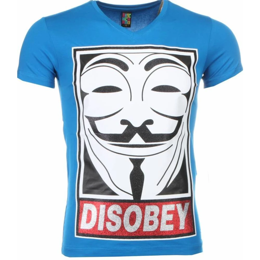 Local Fanatic Anonymous Disobey Print - Herr T Shirt - 2301B Blue, Herr