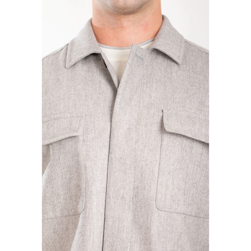 Eleventy Cashmere Flannel Overshirt Suit Gray Heren