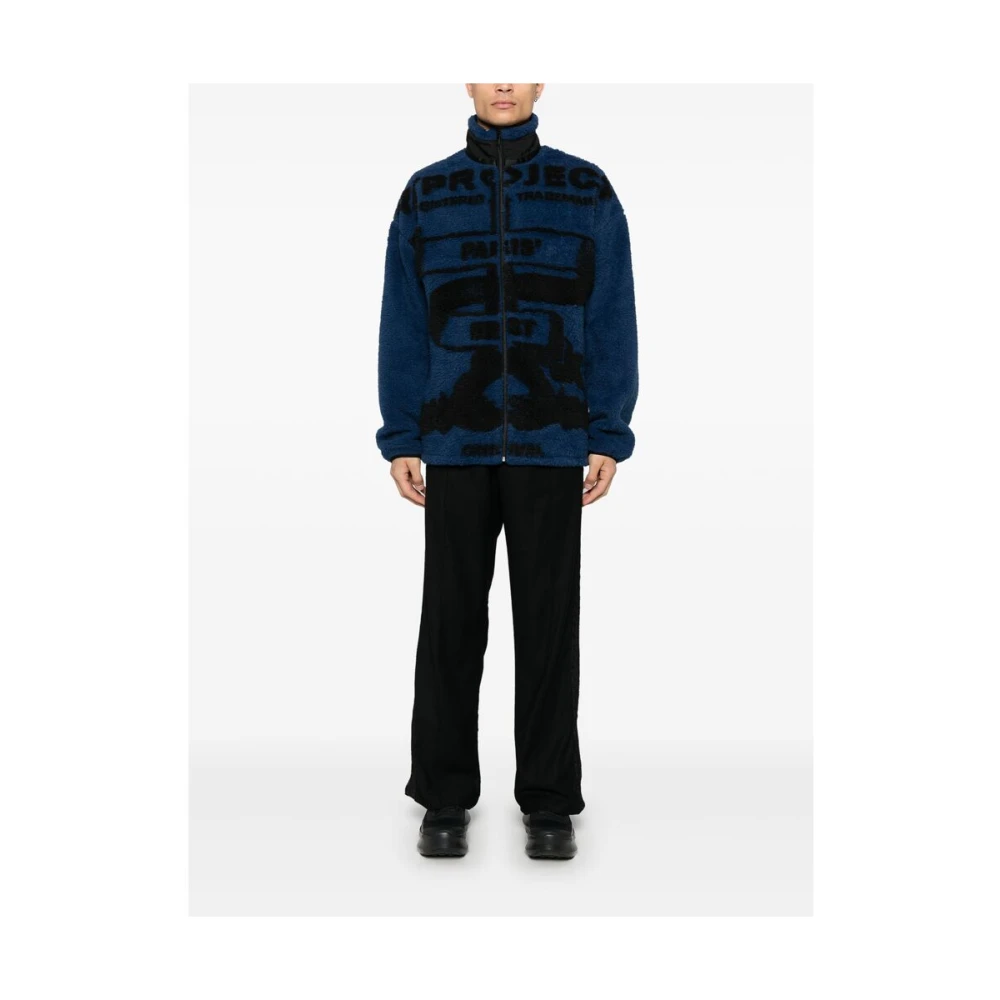 Y Project Blauw Zwart Fleece Jack Hoge Hals Blue Heren