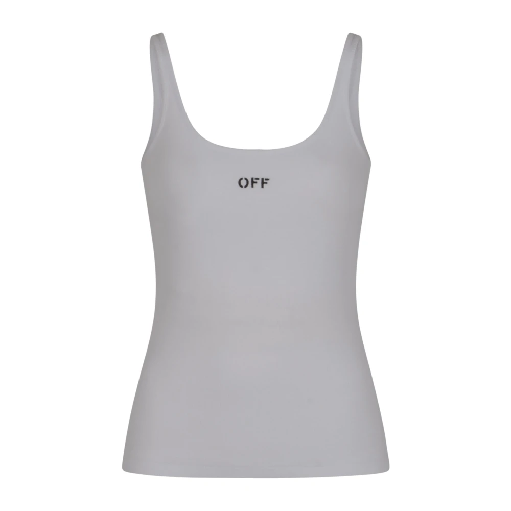 Off White Women's White Off Sleeveless Tops, Xs, Off Stamp Rib Tank Top