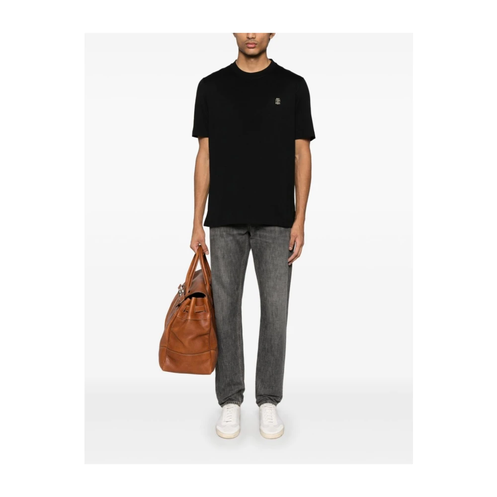 BRUNELLO CUCINELLI Zwarte Truien voor Mannen Black Heren