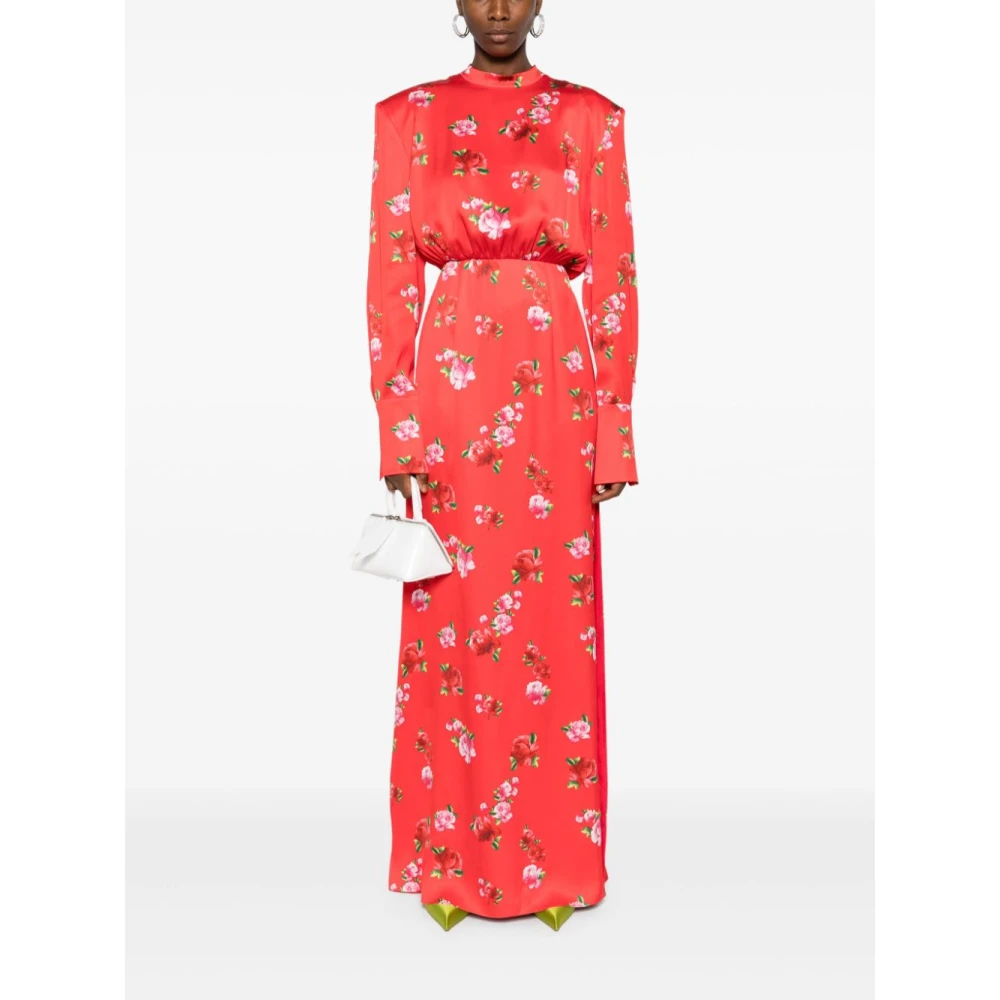 Magda Butrym Zijden Bloemenjurk Rood Aw24 Red Dames