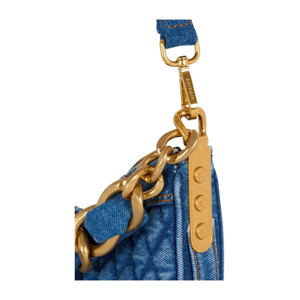 Balmain Soft Moon Denim Schoudertas Blue Dames