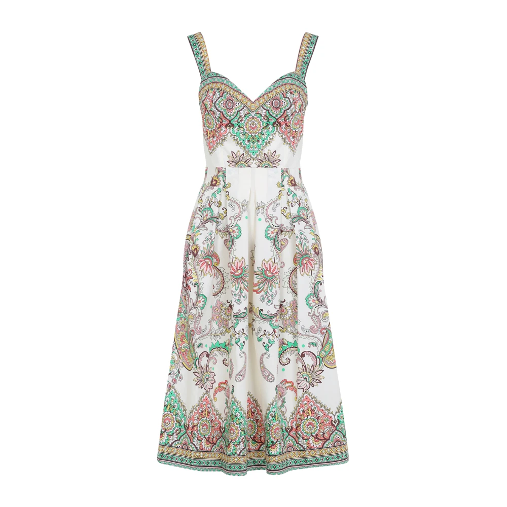 ETRO Witte Katoenen Jurk voor Vrouwen Multicolor Dames