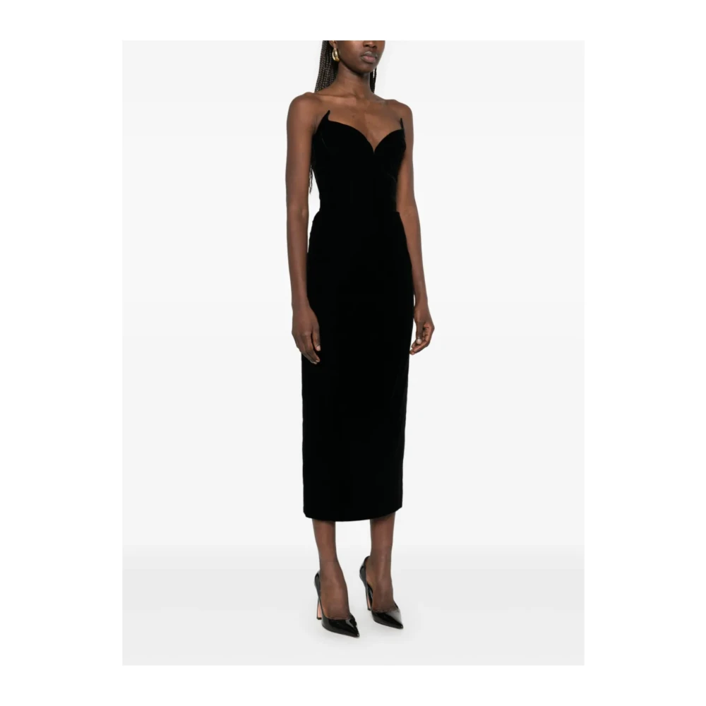Mugler Zwart Fluweel Jurk Elegante Stijl Black Dames