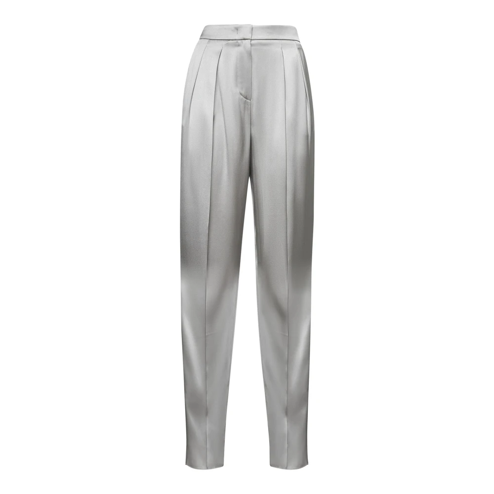 Giorgio Armani Zijden grijze broek met hoge taille Gray Dames