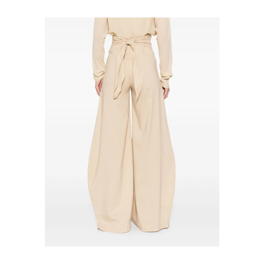 Cortana Beige Broek met Zijstrik Detail Beige Dames