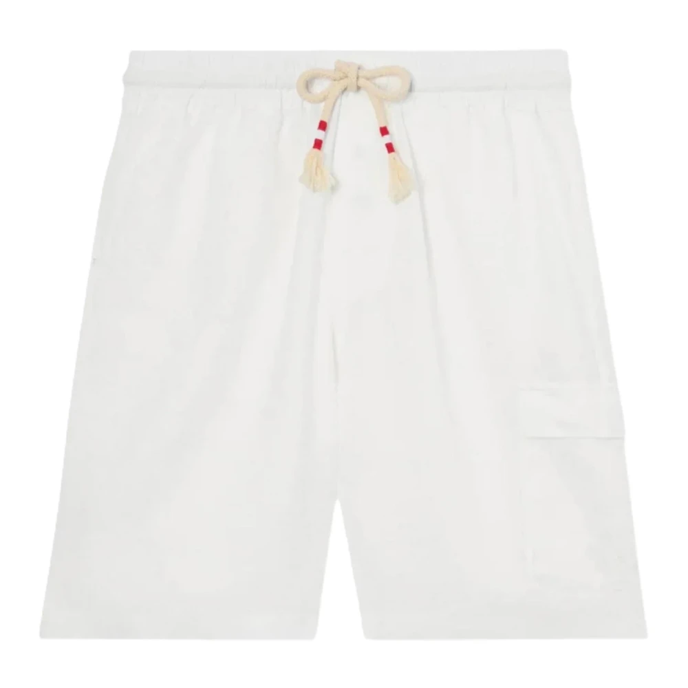 Mc2 Saint Barth White Casual Shorts, Male, S, Marseille Linen Bermuda Shorts