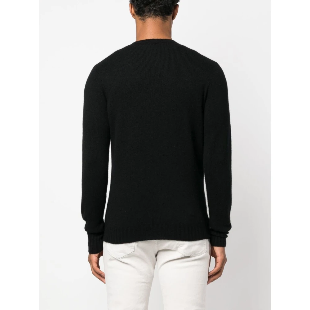 Drumohr Zwarte Cashmere Crew Neck Sweater Black Heren