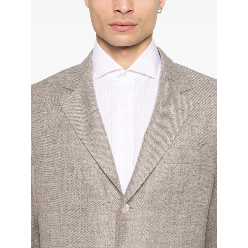 BRUNELLO CUCINELLI Lichtbruine Geknoopte Blazer Engels Ontwerp Brown Heren