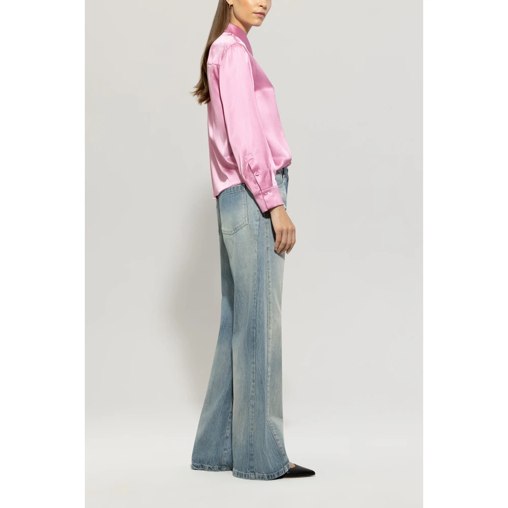 LUISA CERANO Vintage Wideleg Jeans met Destroy Effecten Blue Dames