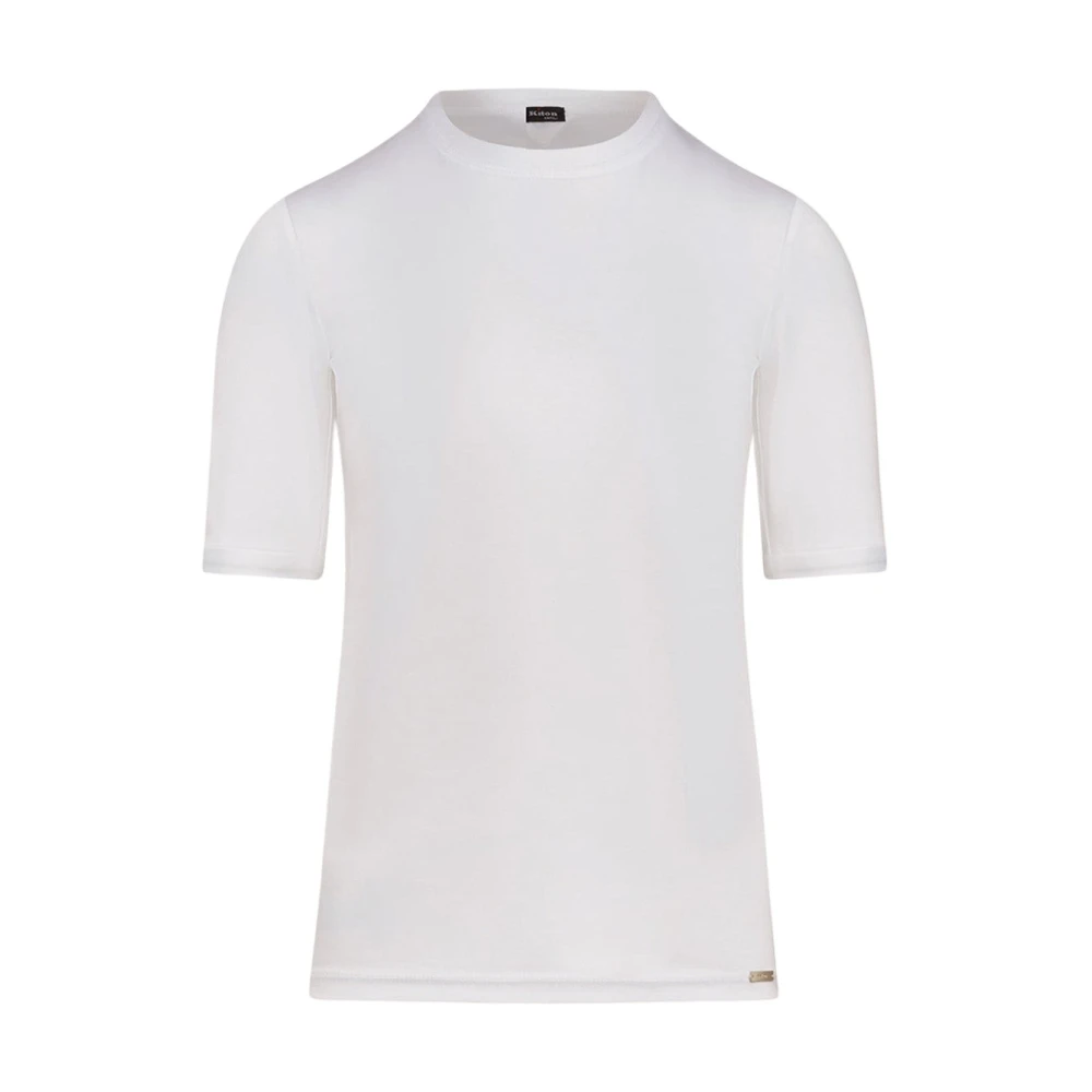 Kiton Wit Katoenen Ronde hals Zak T-shirt White Dames