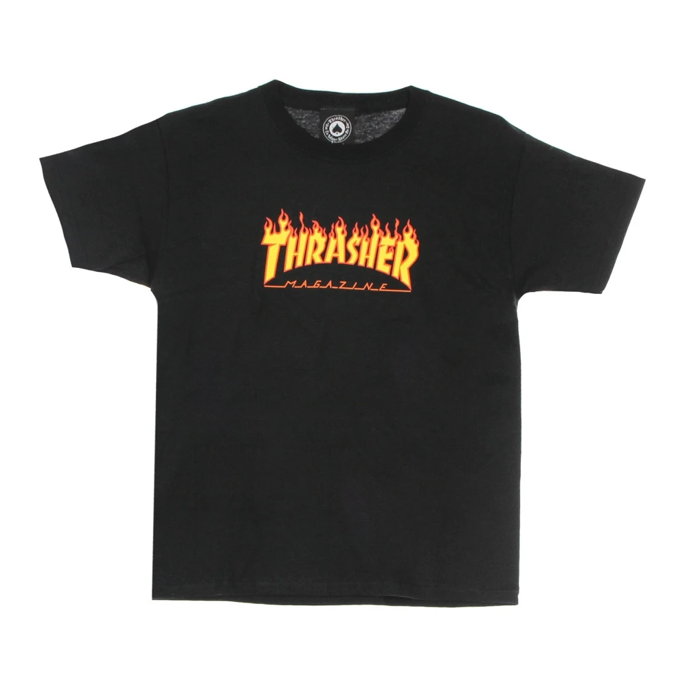 Thrasher Flame Tee Kinder T-shirt Zwart Geel Black Heren
