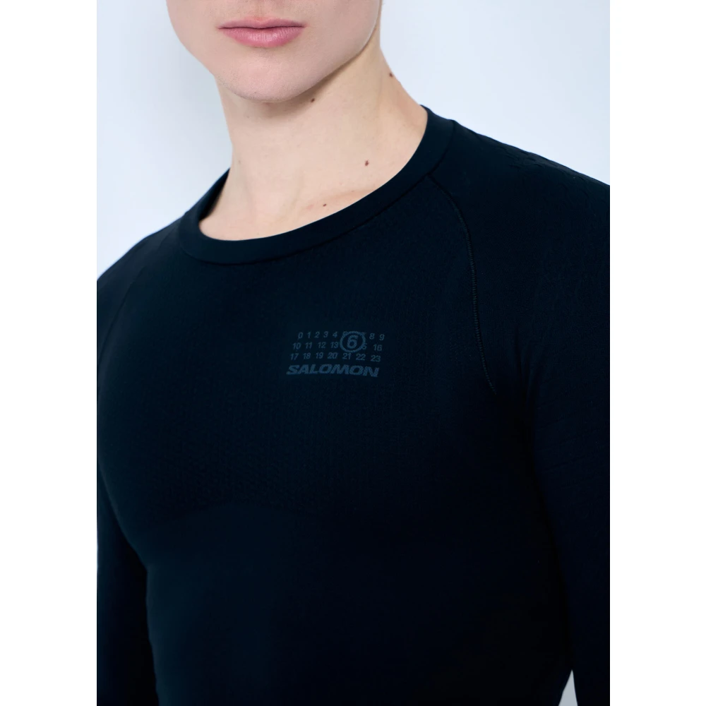 MM6 Maison Margiela Textured Crewneck Top Black Heren