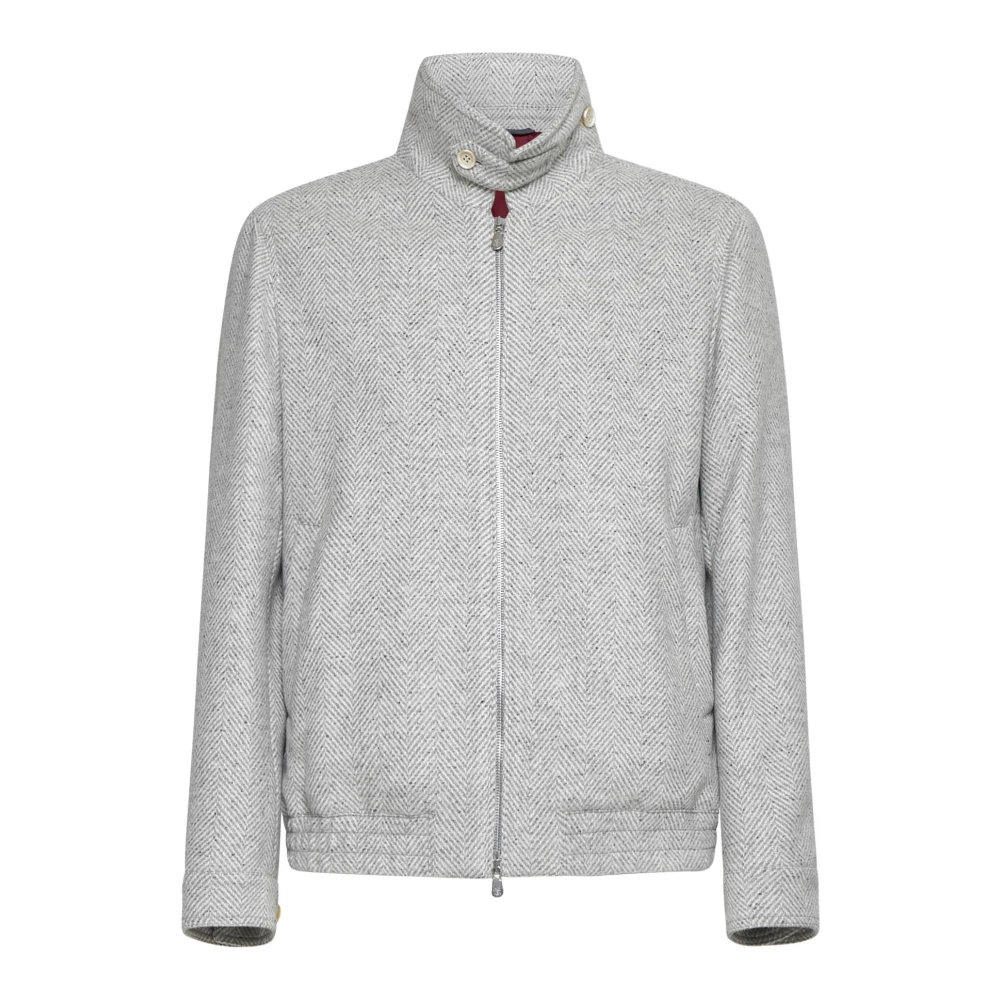BRUNELLO CUCINELLI Chevron Bomber Jacket Gray Heren