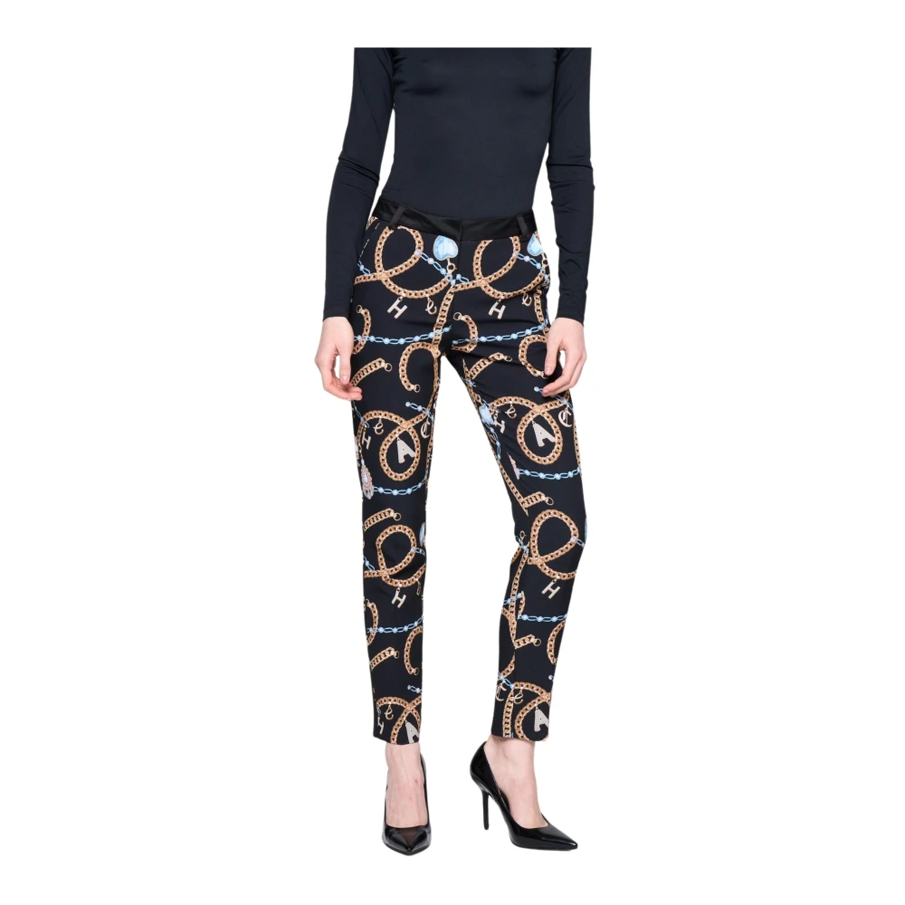 Silvian Heach Gestreepte Sigarettenbroek met Riem Black Dames