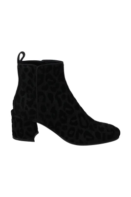 Leopardmönstrade Blockklack Ankelboots