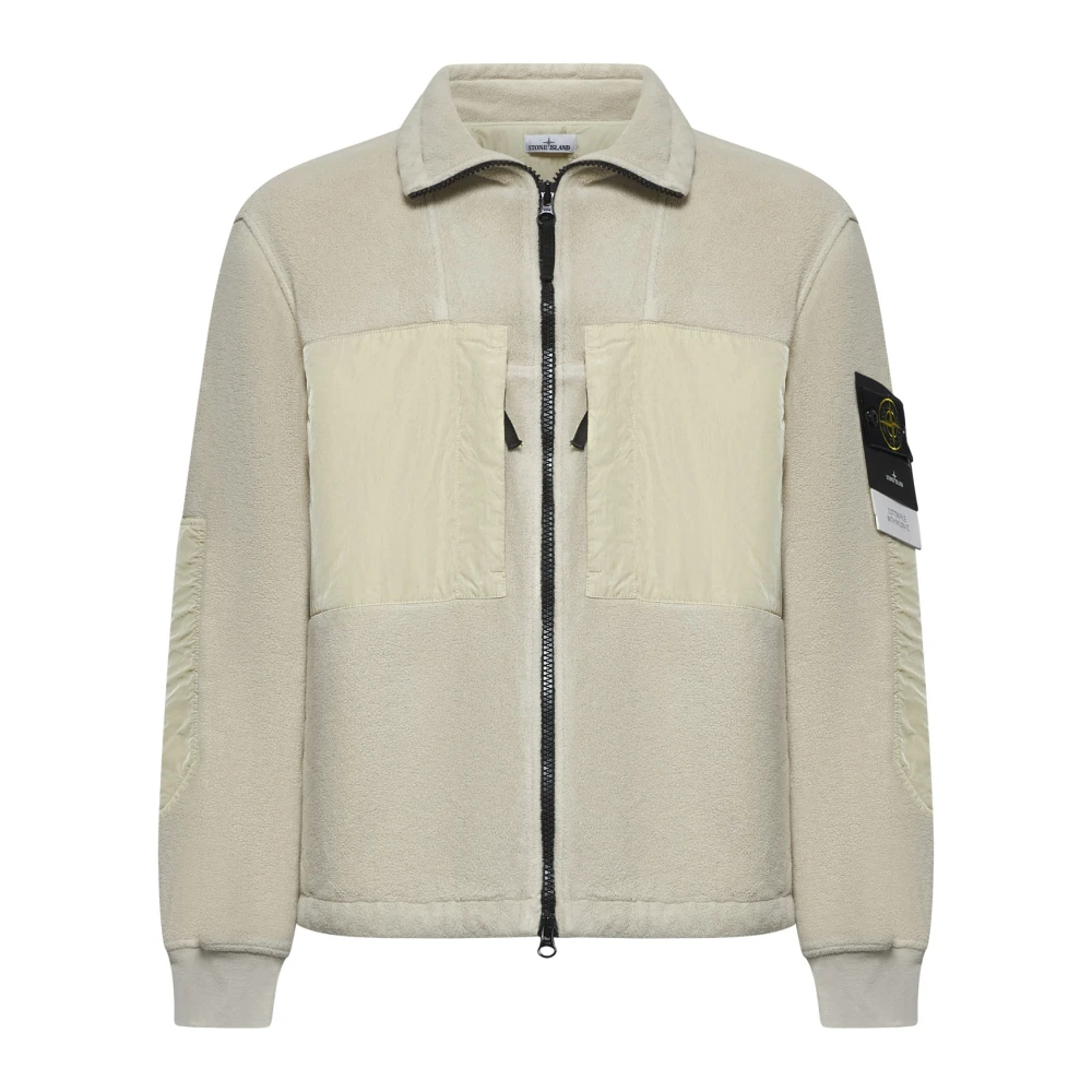 Stone Island Beige Teddy-Effect Jas Aw24 Beige Heren