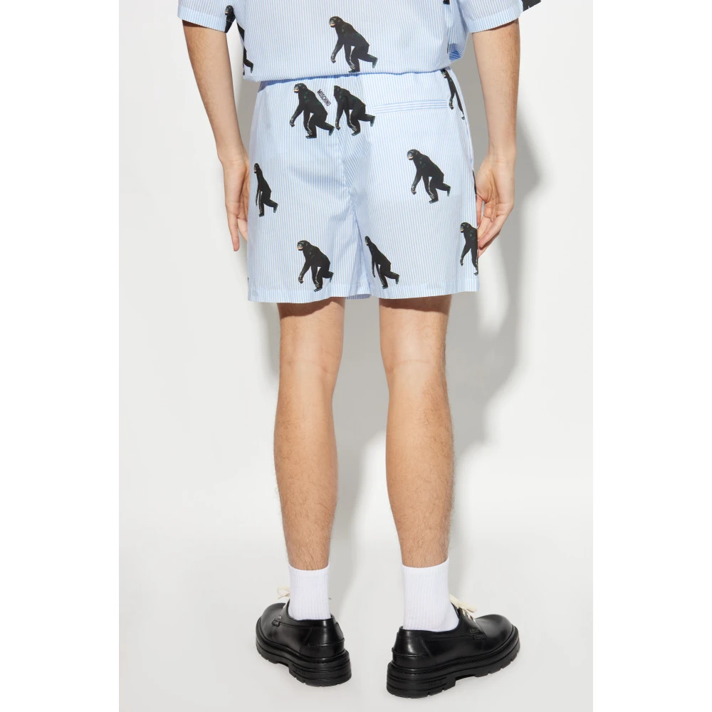 Moschino Dierenprint Shorts Blue Heren